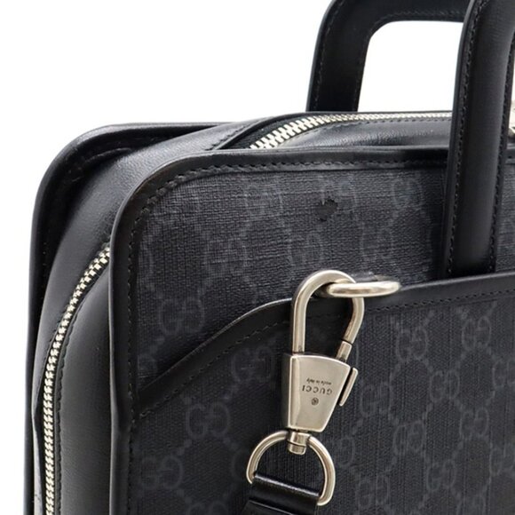 Authentic Gucci GG Supreme Briefcase Monogram Medium Messenger Bag Black Mens - Picture 12 of 12
